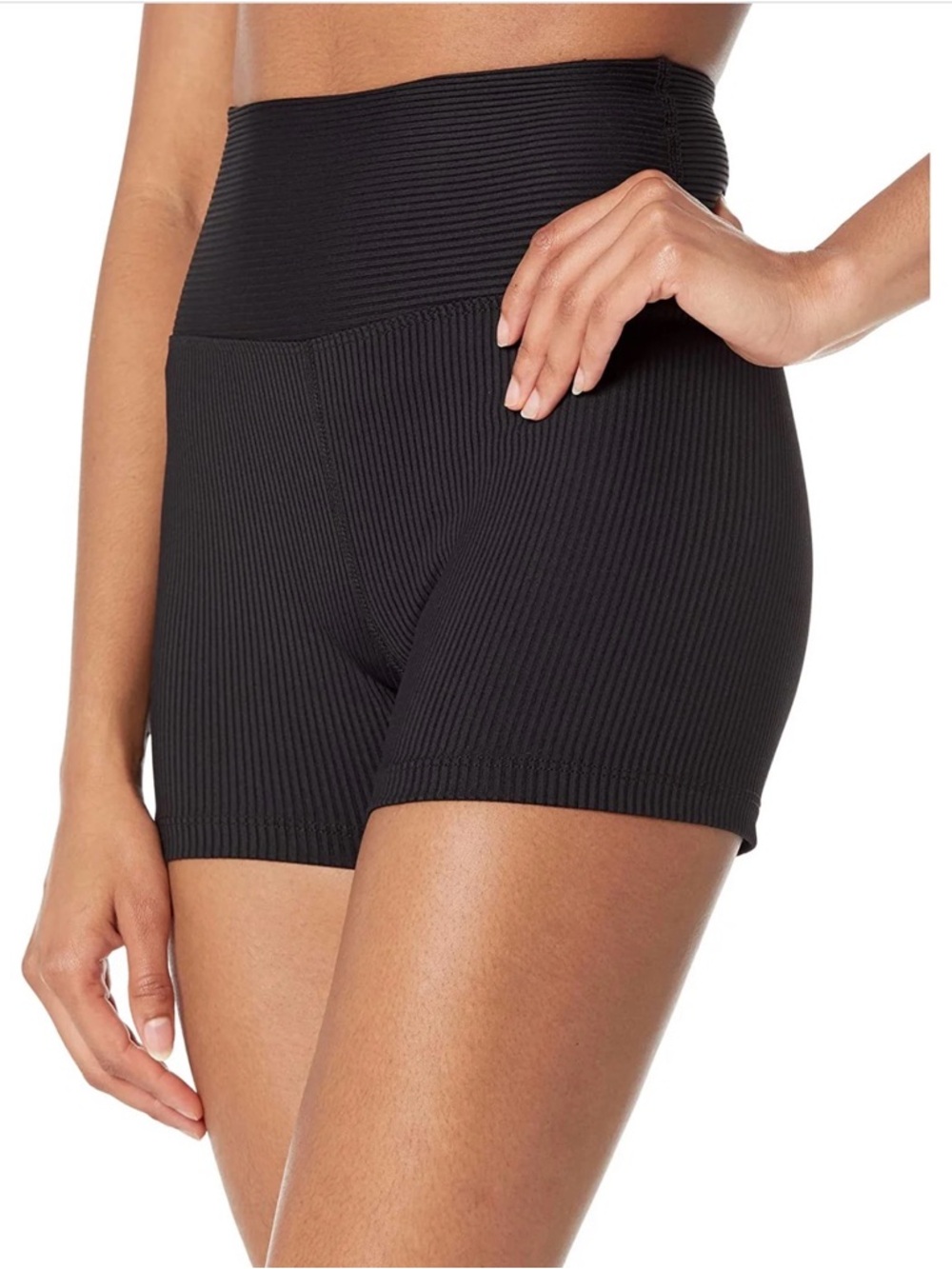 Year of Ours Black Ribbed High-Waist Bike Shorts
